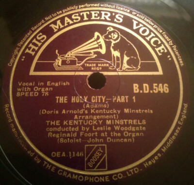 Kentucky Minstrels - The Holy City (Shellac, 10'')