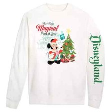 Disney parks Santa Mickey Mouse Pullover Sweatshirt for Adults Disneyland XL New