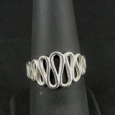 Ring Silver Ribbon Look Graduated Size Sterling 925 Size 7 Band Ring