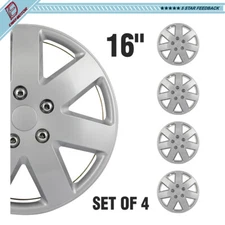 16" Set of 4 Wheel Covers Full Rim Snap On Hub Caps Fits R16 Tire & Steel Wheels