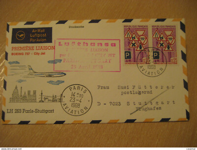Paris Stuttgart 1968 Lufthansa Airline Boeing 737 City Jet First Flight Cancel C