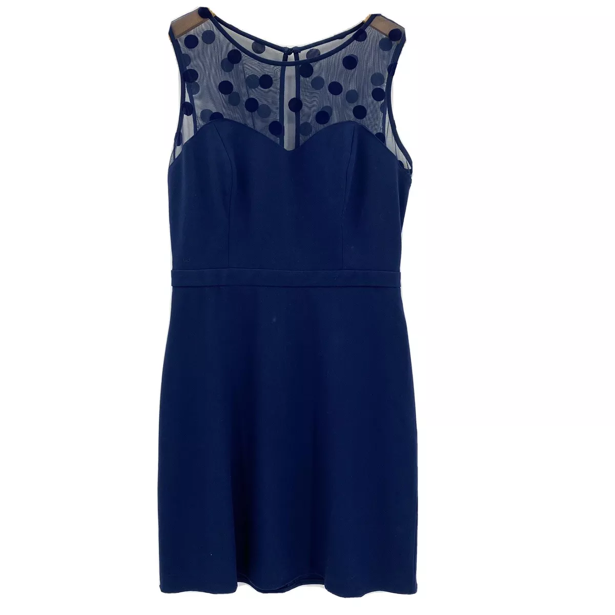 Lauren Conrad Women s Navy Blue Dress Sweetheart Polka Dot Lace Size 8