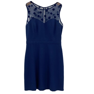 Lauren Conrad Dress Womens 8 Navy Blue Sweetheart Polka Dot Lace Sleeveless  | eBay