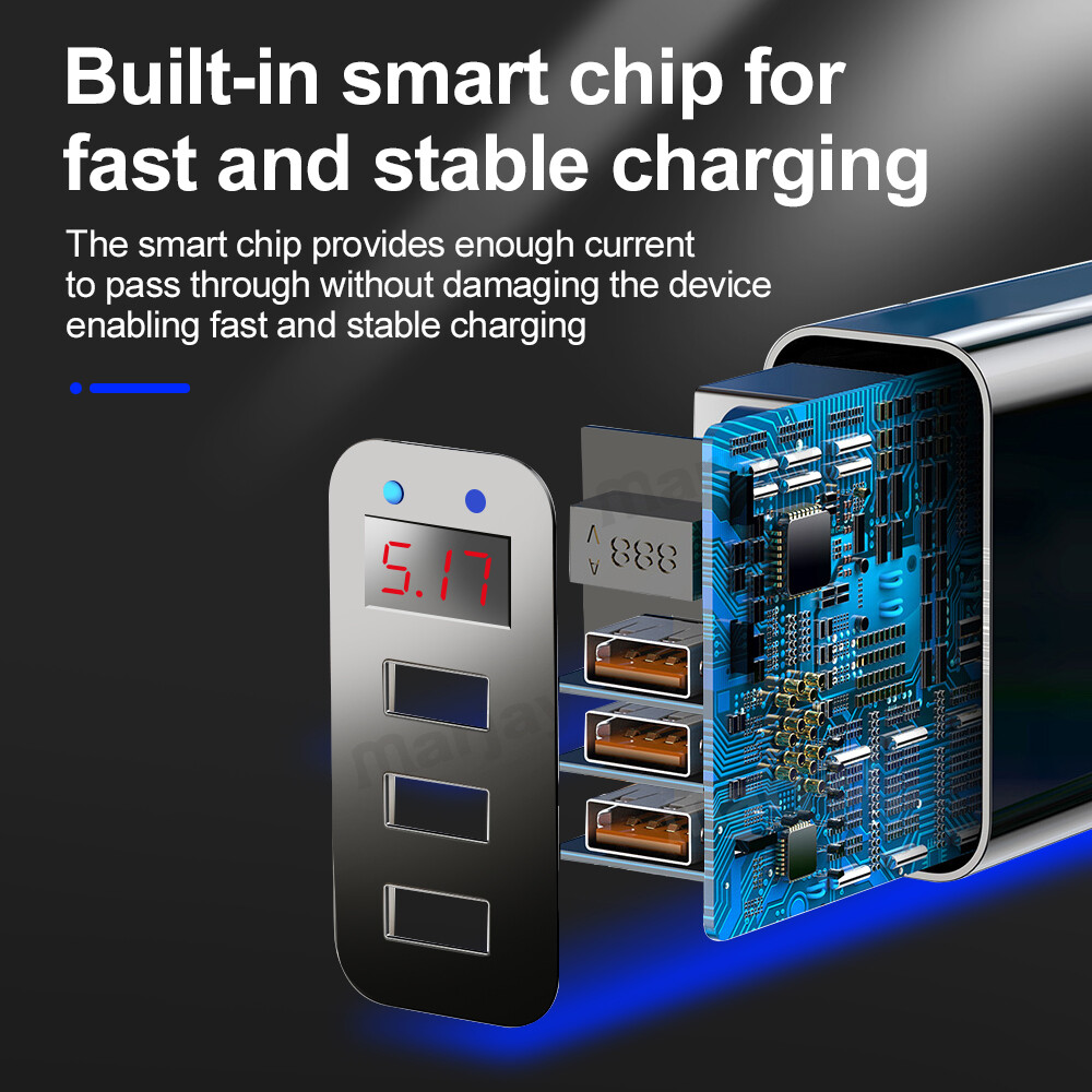 Elesyde 3-Port USB Wall Charger – QC3.0 Fast Charging Hub With US Plug (5V/3A)