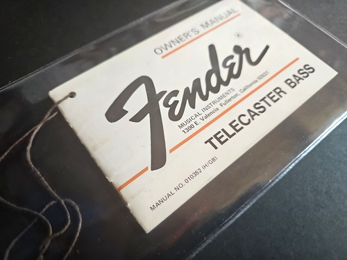 vintage 1975 FENDER GUITAR TELECASTER BASS HANG TAG OWNERS MANUAL- CATALOG NICE!