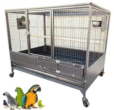 36" X-LARGE Single Bird Parrot Breeder Rolling Cage Green Cheek Conure Cockatiel