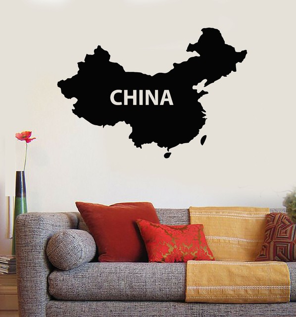 Vinyl Wall Decal China Map Chinese Asian Decor Stickers Mural (528ig