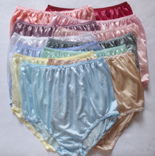 12 Nylon Plus Underwear Granny Panties Light Silky Brief Soft High Waist 44"-50"