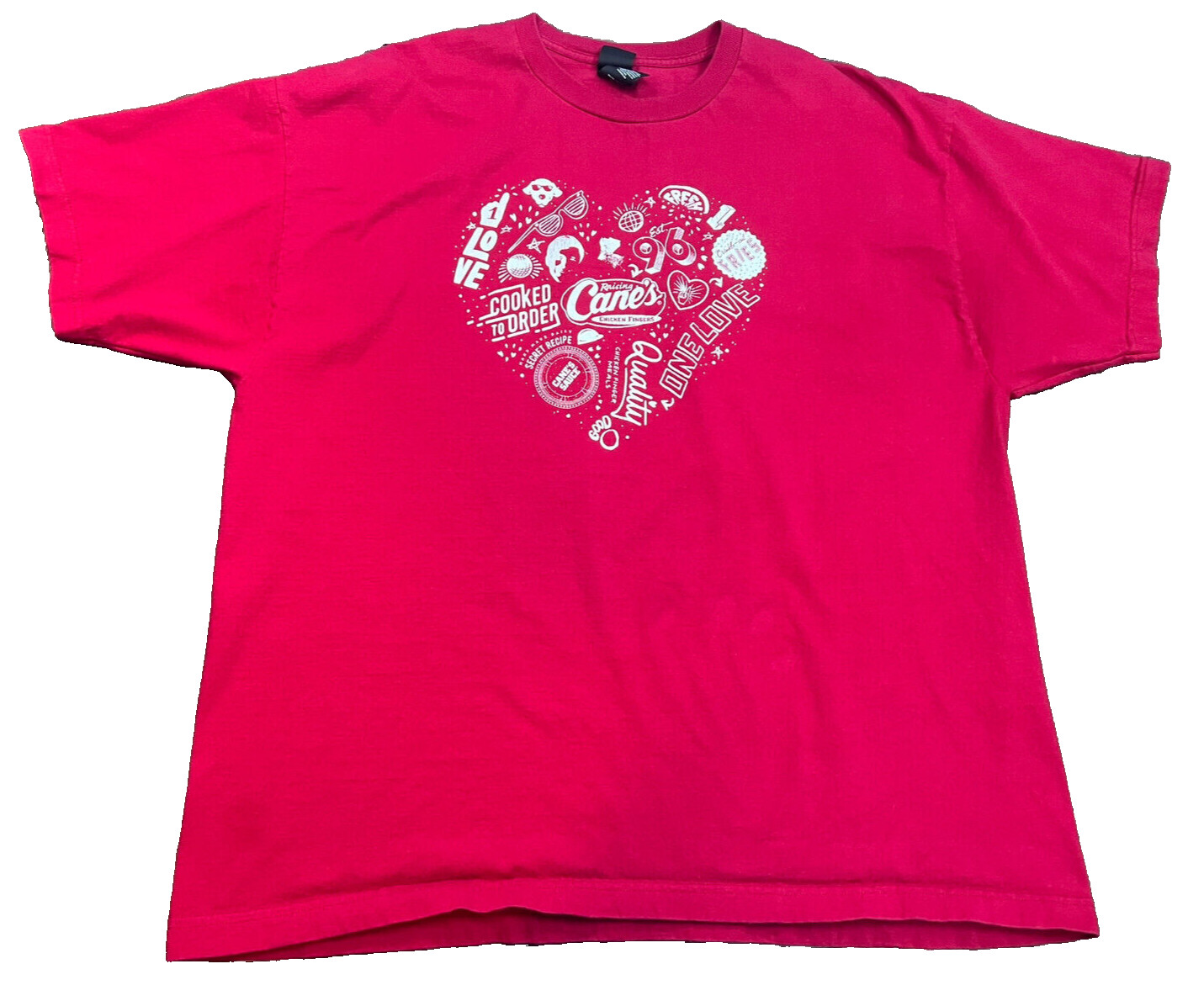 Raising Canes 1LV Crew One Love Red Short Sleeve T Sh… Gem