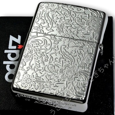 Zippo Oil Lighter Armor Floral Mosaic Shell Inlay Antique Nickel