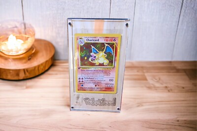 Pokemon Aussteller Cards Rahmen Frame Teak HOLZ/Plexiglas Raw Karten Yu Gi Oh