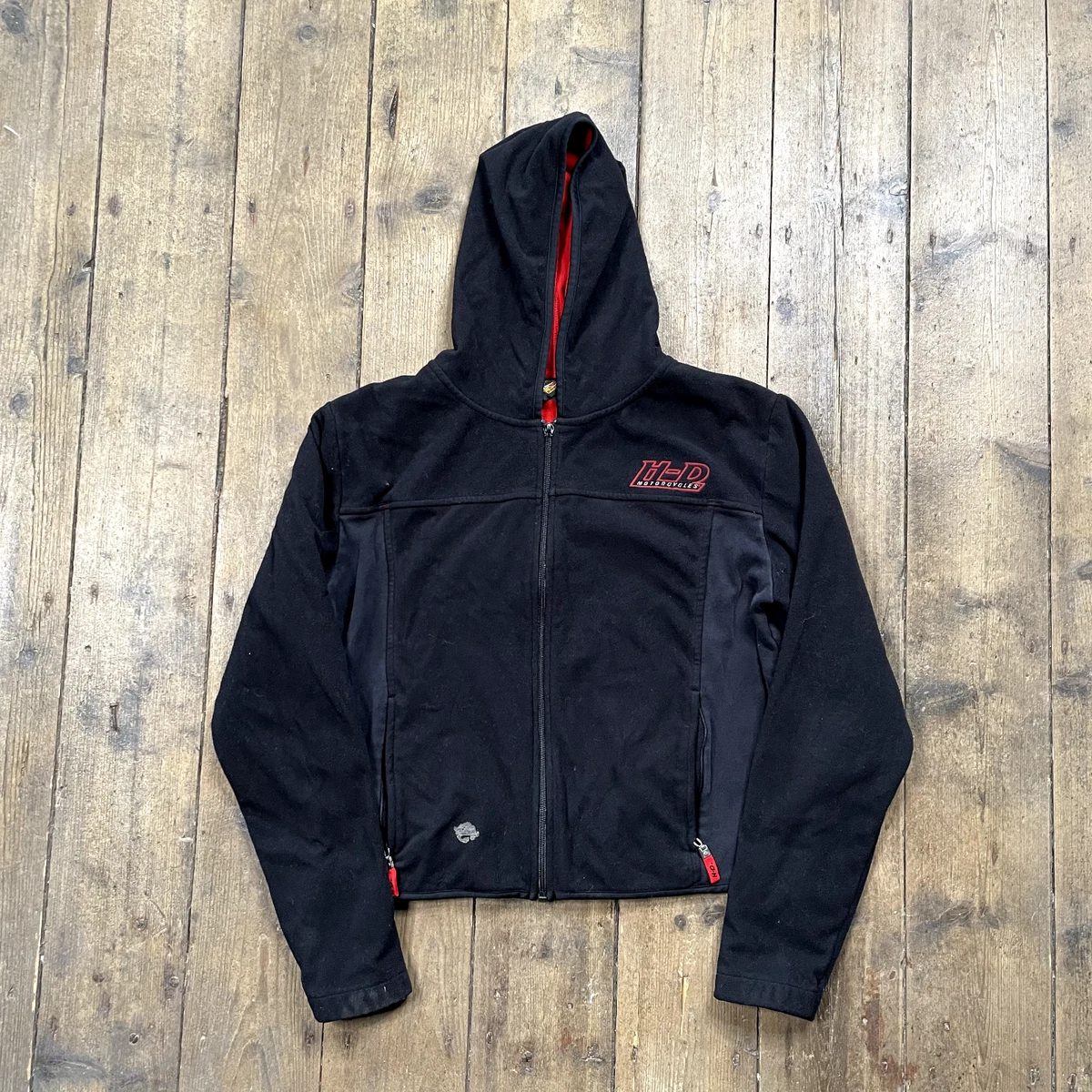 Harley Davidson Hooded Fleece Y2K Vintage Full Zip Outdoor Jacket