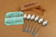 Old Vintage Berndorf Arthur Krupp Dinner Spoons Silver Plated Genuine Box 1900's