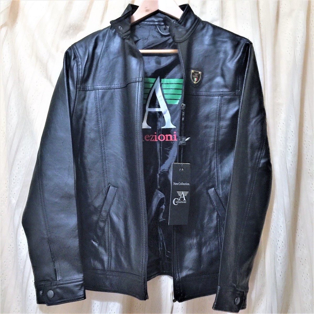 A COLLEZIONI MEN'S FAUX SKIN LEATHER BLACK JACKET SIZE S / 48 | eBay