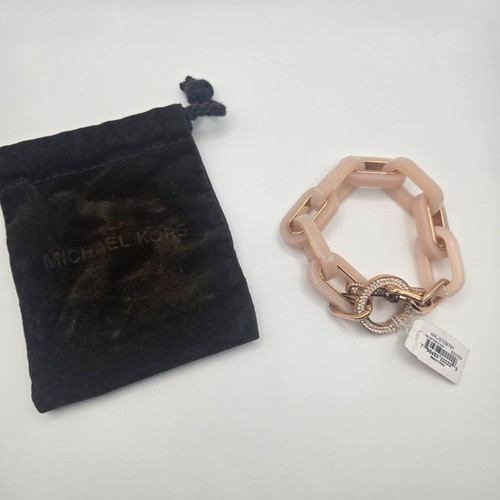 New Michael Kors Rose Gold Acetate Chain Link Toggle Bracelet Valentines Day - 第 2/4 張圖片