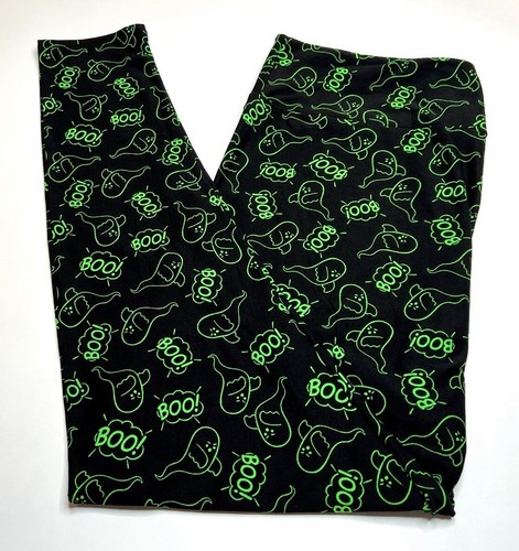 NEW LuLaRoe TC2 Leggings GREEN GHOST BOO HALLOWEEN Haunted Writing Spooky Scary