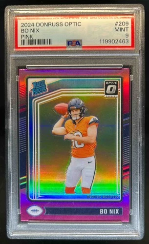 2024 Panini Donruss Optic Bo Nix Pink Rated Rookie #209 Broncos PSA 9