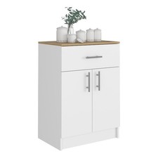 Pemberly Row Cabinet 1 Drawer 2 Shelves 2 Doors White/Light Oak Engineered wood