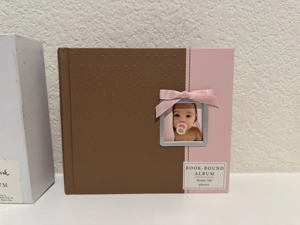 Hallmark Baby Days “Girl 1-Up” Photo Album – Pink & Brown w/ Bow, Holds 100, NIB - Image 2 of 4