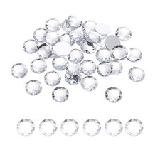 50Pcs Flat Back Round Acrylic Rhinestones 16mm White Crystal Rhinestones