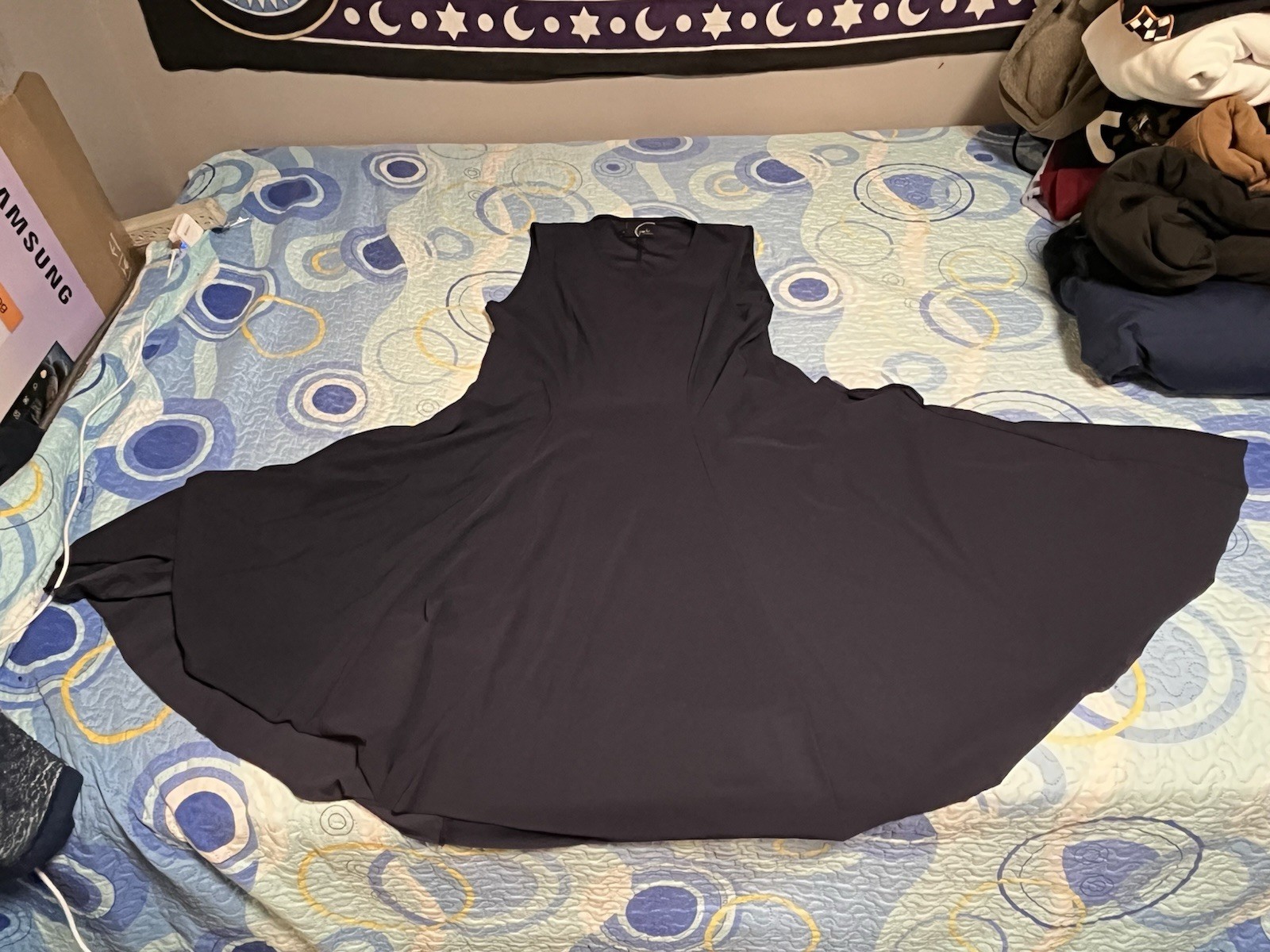 Women Porto San Francisco Solid Navy Blue Sleeveless Dress Stretch Pullover Sz 4