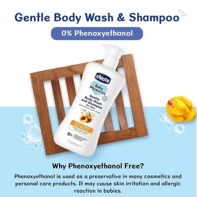 Chicco Baby Moments Gentle Body Wash & Shampoo 200ml | Soft Hair & Skin Care