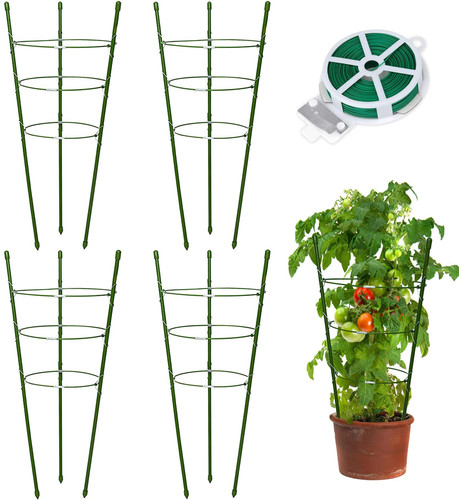 Plant Support Tomato Cages for Garden,4 Pack 18 inch Tomato Stakes Plant Stak...