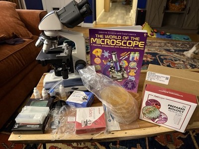 AmScope 40X-2000X LED Binocular Compound Microscope Mechanical Stage And Camera