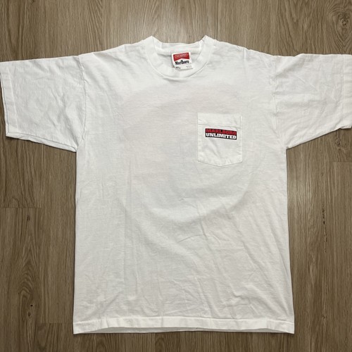 Vintage 90s Marlboro Unlimited Map Pocket Tee size XL NOS 1995 Smoking - Bild 3 von 5