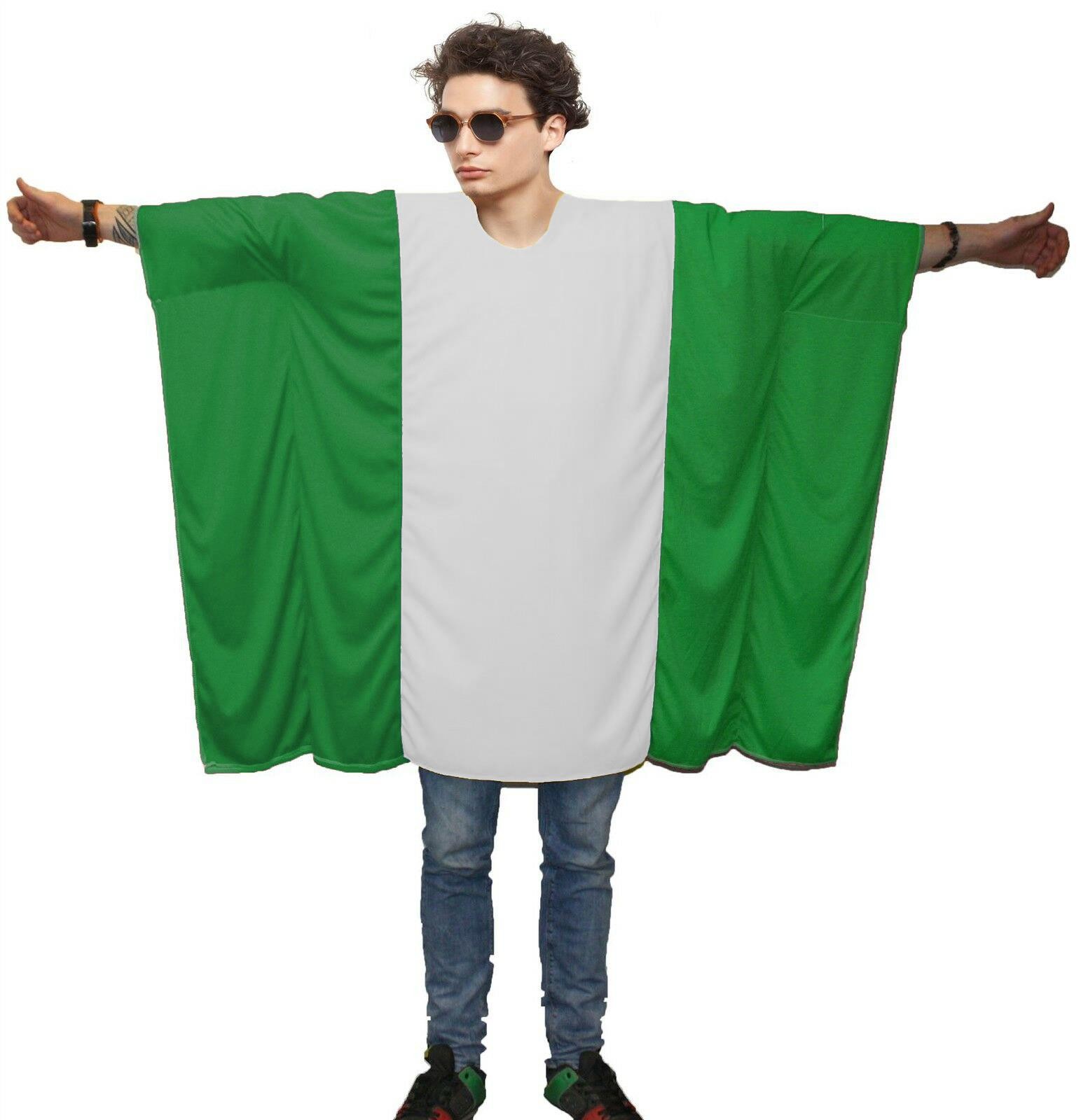 Adults National Flag of Nigeria Supporters Poncho Independence Day Fancy Dress