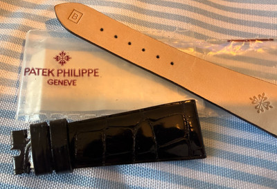 Genuine Patek Philippe Shiny Black Alligator Strap Band 21/14mm Calatrava
