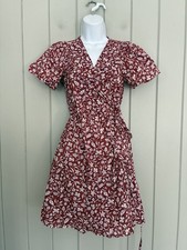 Madewell Flutter Sleeve Wrap Mini Cotton Dress Batik Vine S Small N0259