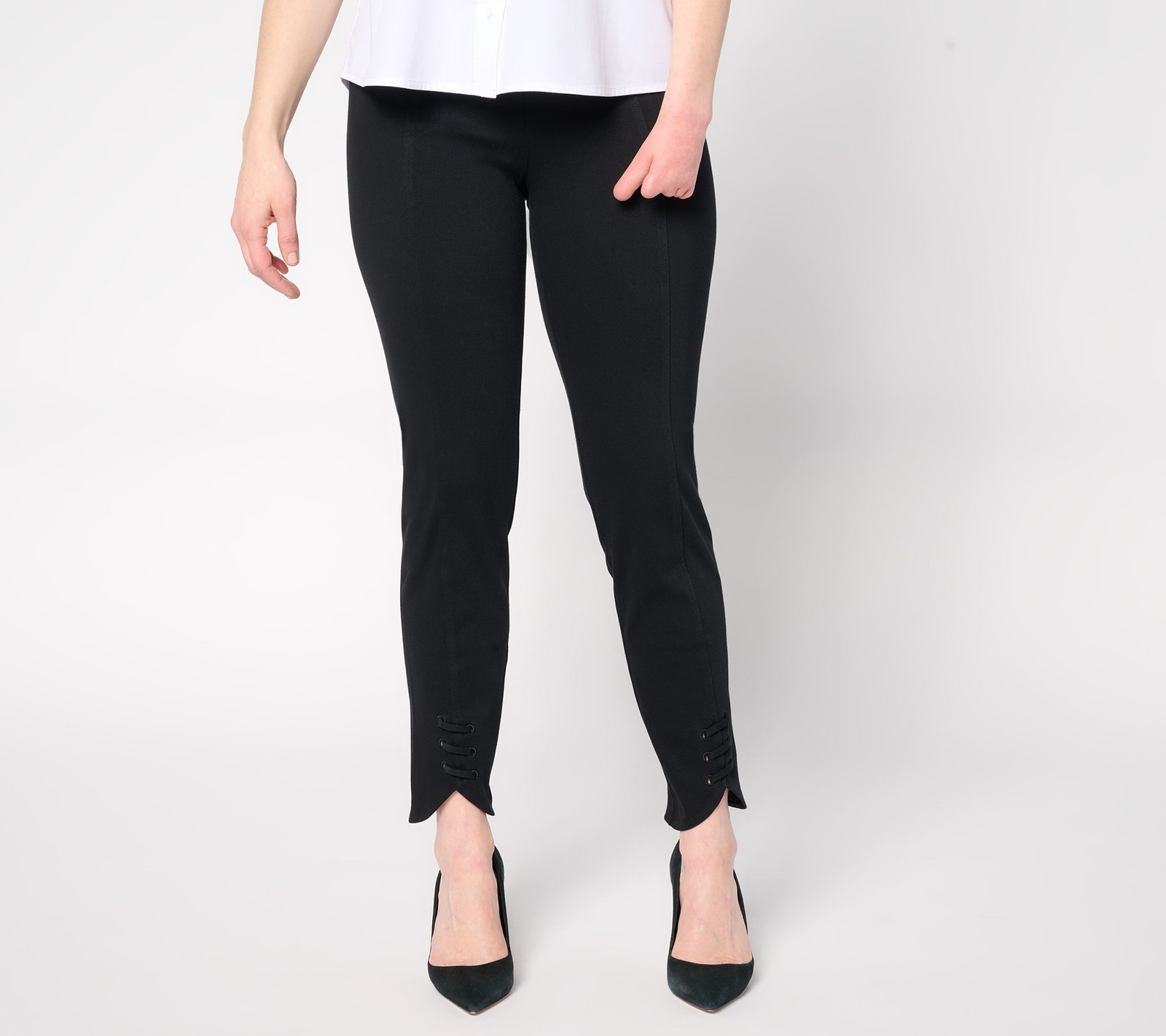 Women with Control Women's Petite Pants PM Prime Stretch Denim Black A681246
