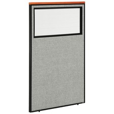 36-1/4"W x 61-1/2"H Deluxe Office Partition Panel with Partial Window Gray