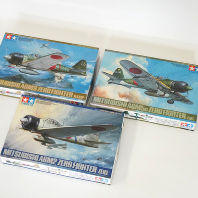 Tamiya 1/48 Zero Fighter A6M2 A6M3 A6M5c Model Kit Set of 3 Japan Vintage