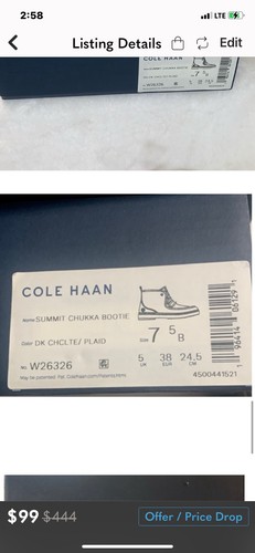 COLE HAAN Summit Chukka Booties Winter Boots Dark Chocolate-Brown Plaid NIB 7.5 - Picture 15 of 16