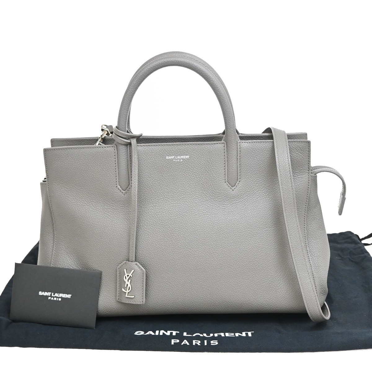 Borsa a mano SAINT LAURENT Cabas Rive Gauche 2 vie tracolla pelle grigio 19KA640