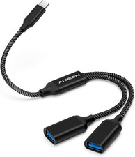 USB C Male to 2 USB Female Splitter Cable Adapter, Dual USB-A Port Hub for Data