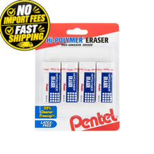 Pentel Hi-Polymer Block Eraser Small White, Pack 4 Count Pack of 1 , White