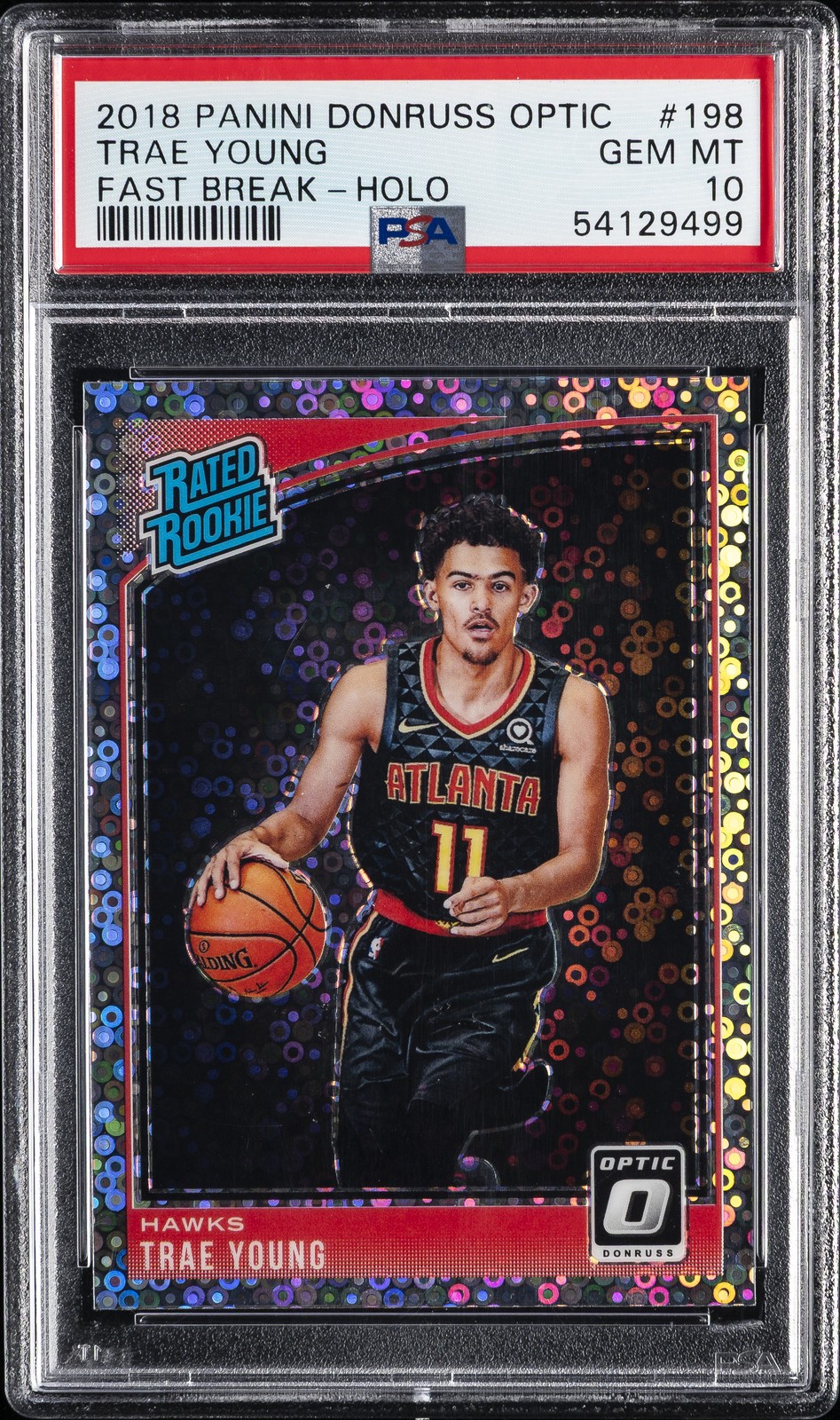 2018 PANINI DONRUSS OPTIC FAST BREAK-HOLO #198 TRAE YOUNG ROOKIE RC PSA 10