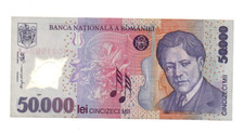 50 000 LEI EXTRA FINE  POLYMER BANKNOTE FROM  ROMANIA  2001  PICK-113