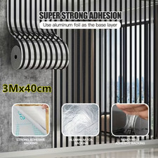 Modern Striped Design Silver Mirror Reflective Texture Self-adhesive Wallpaper