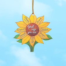 Christian Sunflower Acrylic Ornament    God Says You Are  Double-Sided Hanging D
