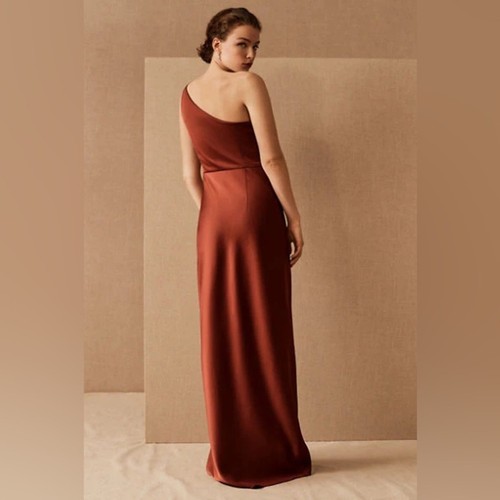 BHLDN Anthropologie Dylan One-Shoulder Satin Seitenschlitz Kleid formelles Kleid 16 - Bild 2 von 13