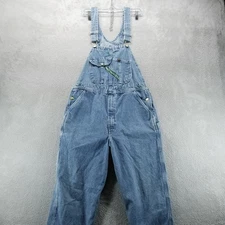 VTG Key Bib Overalls 34x30 Blue Carpenter American Workwear Made in USA