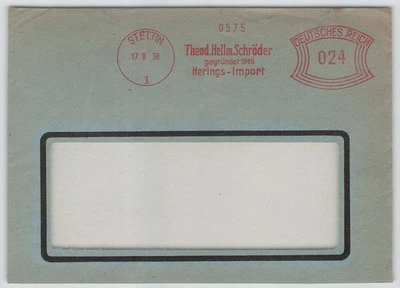 DR Freistempel-Vorderseite STETTIN 1938 Herings-Import Schröder [544] - Bild 1 von 2