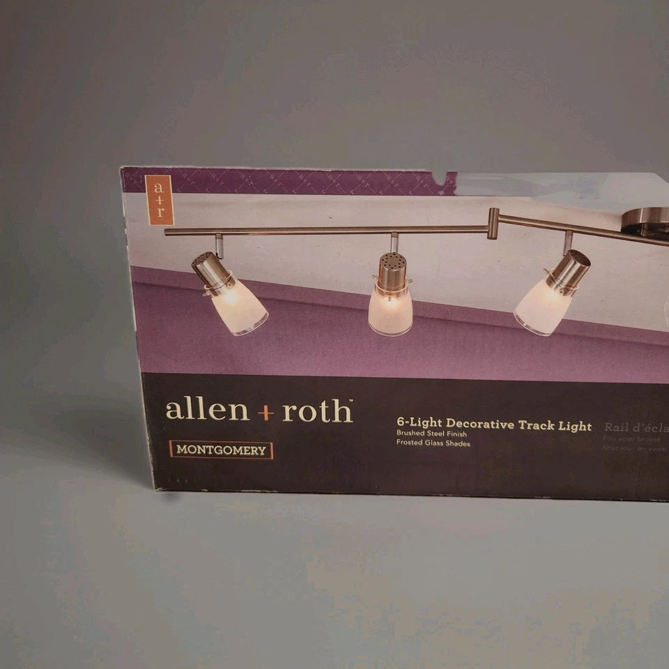 Allen + roth 5,8 футов x 9 дюймов x 5,1 дюйма 6-светлая матовая стальная гусеничная планка Montgomery - Изображение 2 из 4