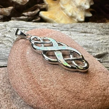 Celtic Infinity Necklace Fire Opal Irish Scottish Pagan Ladies Pendant 925