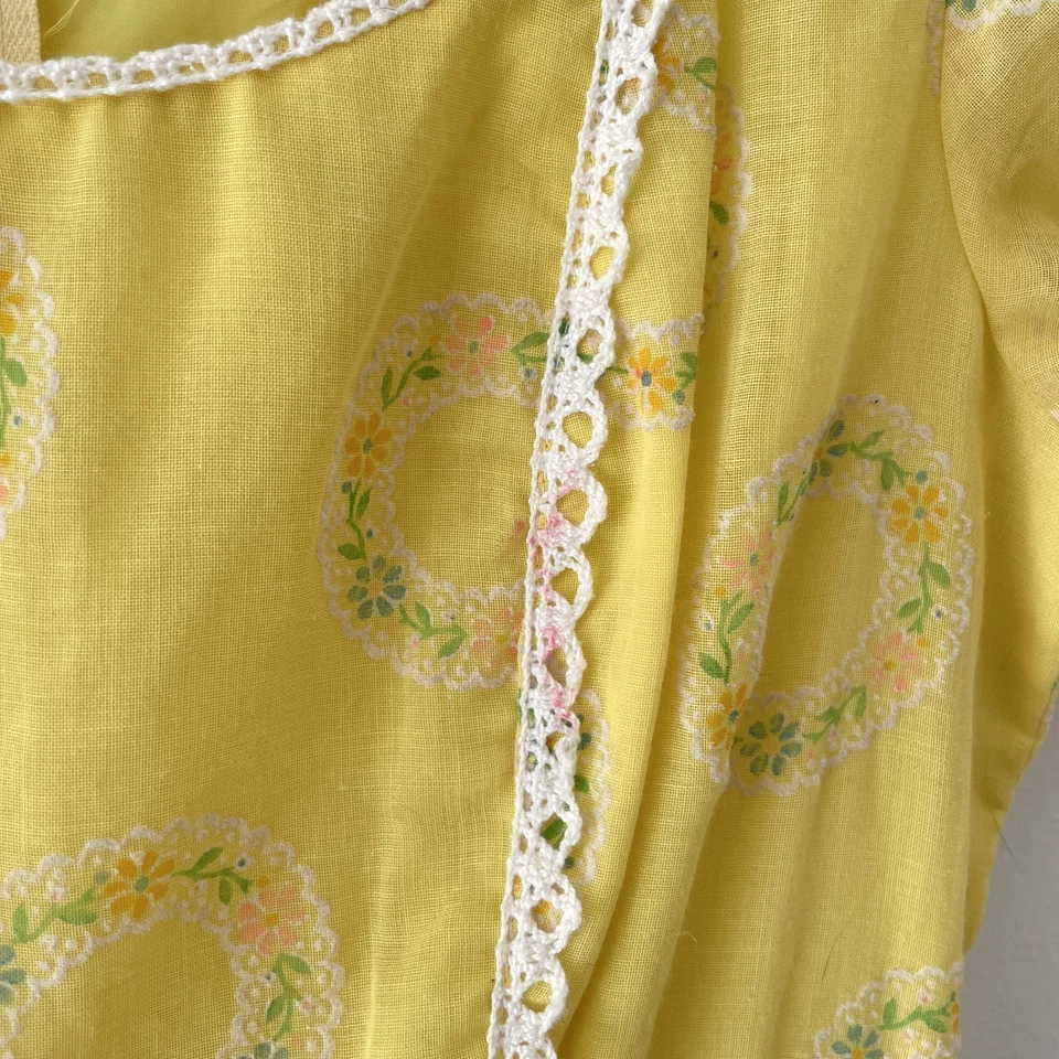 Maxi Vestido Pradera Vintage Amarillo Floral Manga Abullonada Cottagecore JCPenney Años 70 S Foto 4 de 4