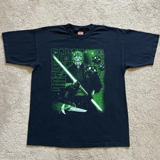Size Xl Vintage 90s Star Wars Episode 1 Darth Maul Glow In The Dark Black Tshirt